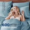 100 Egyptian Cotton King Duvet Cover, 600 Thread Count, Sateen Weave, Zipper Closure, Hotel Style, 3 Piece Set - 3 of 4