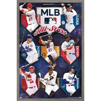 Trends International MLB Rivalries - St. Louis Cardinals vs Chicago Cubs  Framed Wall Poster Prints Barnwood Framed Version 14.725 x 22.375