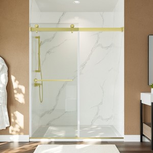 55-59" W x 72" H Frameless Double Silent Sliding Glass Shower Door,with 8mm Clear SGCC Tempered Glass,Stainless Steel Hardware,Reversible Installation - 1 of 4