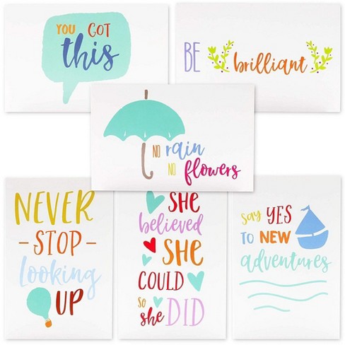 48 Count Motivational Cards Inspirational Quote Note Card 6 Assorted Encouragement Colorful Designs Value Pack With Envelopes 4 X 6 Inches Target