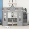 TiramisuBest Twin-Over-Twin Bunk Bed with Changeable Table,Bunk Bed Turn into Upper Bed and Down Desk,Pink - 2 of 4