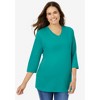 Woman Within Women's Plus Size Petite Perfect Three-Quarter Sleeve V-Neck Tee - 3 of 4