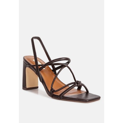 Two Strings Slingback Slim Block Heel Women Sandals