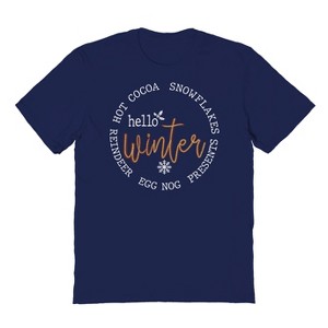 Rerun Island Men's Christmas Hello Winter Short Sleeve Graphic Cotton T-shirt - 1 of 1