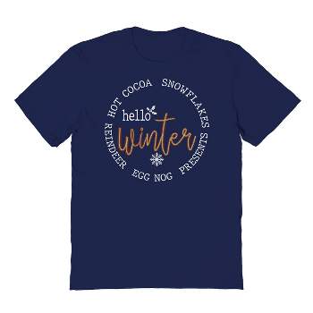 Rerun Island Men's Christmas Hello Winter Short Sleeve Graphic Cotton T-shirt