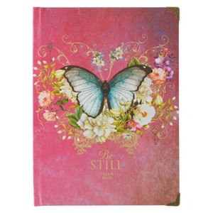 Christian Art Gifts Butterfly Journal W/Scripture Be Still Psalm 46:10 Bible Verse Road/288 Ruled Pages, Large Hardcover Pink Notebook - 1 of 1