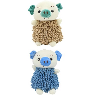 REGALWOVEN Bathroom Kitchen Cute Cartoon Piggy Chenille Soft Absorbent Hand Towel 2 Packs 7" x 11"