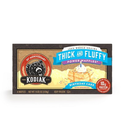 Kodiak Cakes Frozen Power Waffles Thick & Fluffy Birthday Cake - 14.82oz/6ct