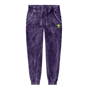 Dalix Alien Embroidered Washed Jogger Pant Soft Fleece Relaxed Fit Lounge Mens - 1 of 4
