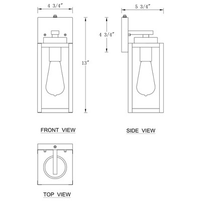 Matte Black Rectangular Outdoor Wall Sconce with Dusk to Dawn Sensor