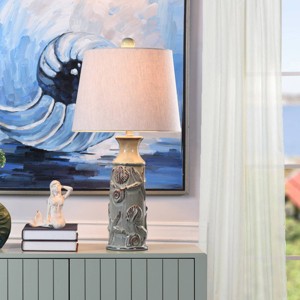 Blue Bay Nautical Ceramic Table Lamp with Seashell Design - StyleCraft: UL Listed, No Assembly Required - 1 of 4