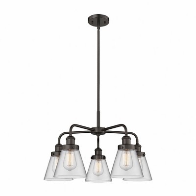 Cone - 5 Light Stem Hung Chandelier In Art Deco Style-14.75 Inches Tall and 24.25 Inches Wide