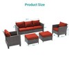 Sonkuki 5-Piece Patio Conversation Sofa Set Gray Rattan with Widen Armrest, - 3 of 4