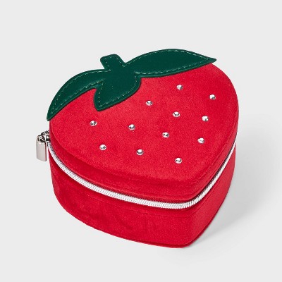 Rhinestone Stud Strawberry Travel Jewelry Organizer - Wild Fable™ Red/Green