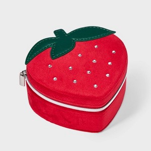 Rhinestone Stud Strawberry Travel Jewelry Organizer - Wild Fable™ Red/Green - 1 of 2