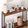 41.3'' Narrow Console Table - Industrial Style and 2 Tier Storage Shelves, Open Storage Entryway Stand Frame, Sofa Table Furniture - 2 of 4