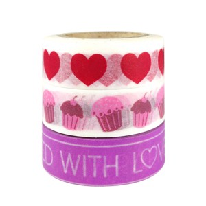 Wrapables I Heart Cupcakes Japanese Washi Masking Tape (Set of 3) - 1 of 2