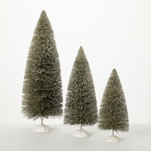 Northlight Set Of 2 Frosted Mini Bottle Brush Pine Christmas Village Trees  4 : Target