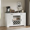 Buenhomino Farmhouse Coffee Bar Cabinet with Barn Doors, 55" Wine Bar Cabinet with Wine Racks and Glass Holder,Large Buffet Sideboard w/ 2 Drawers - 2 of 4