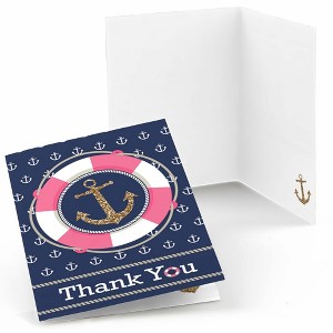 Big Dot of Happiness Last Sail Before the Veil - Nautical Bridal Shower and Bachelorette Party Thank You Cards (8 Count) - 1 of 4