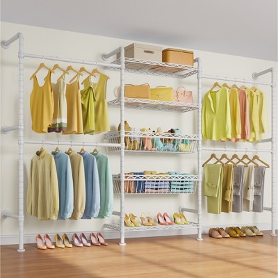 Timate X3 Garment Rack, Wall Mounted Closet System Industrial Pipe  Clothes Rack Walk in Closet, Adjustable from 5'10" to 8'3"