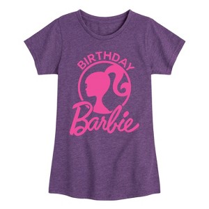 Girls' - Barbie - Birthday Head Logo Fitted Short Sleeve Graphic T-Shirt - 1 of 4