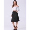 INSPIRE CHIC Women's Raw Hem Single Breasted Button Down A-Line Midi Jeans Skirt - 2 of 4