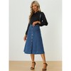 INSPIRE CHIC Womens' Stretchy High Waist Buttons Front Flowy Midi A-Line Skirts with Pocket - 3 of 4