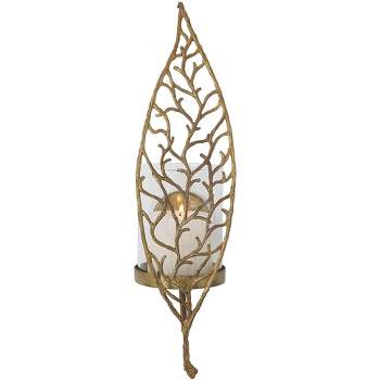 Uttermost Woodland Treasure 17" High Aged Gold Pillar Candle Scone