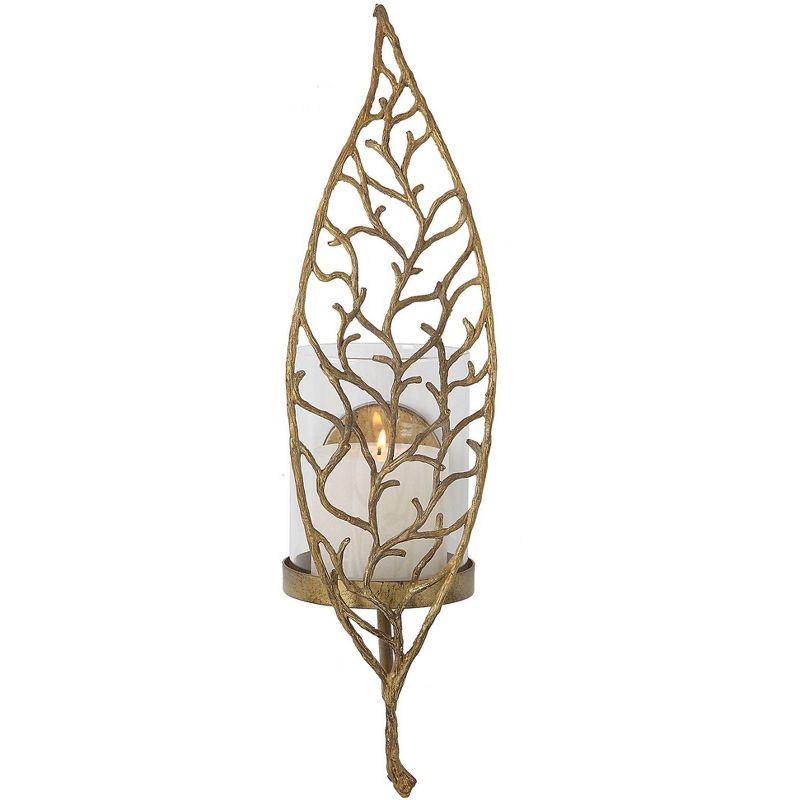 Uttermost Woodland Treasure 17" High Aged Gold Pillar Candle Scone, 1 of 2