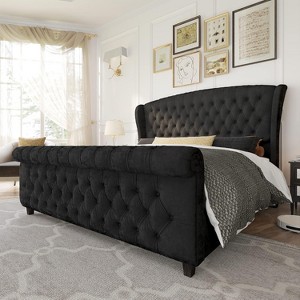 AMERLIFE Platform Bed Frame, Velvet Upholstered Bed with Deep Button Tufted - 1 of 4