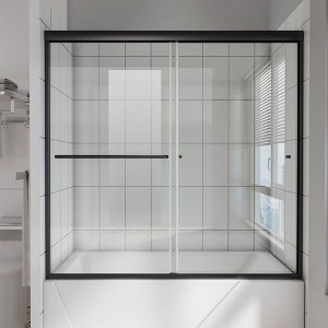 NicBex Shower Door 56-60"Wx58" H Semi-Frameless Traditional Sliding Bathtub Shower Door with 1/4" Clear Tempered Glass for Walk-in Shower, Matte Black - 1 of 4