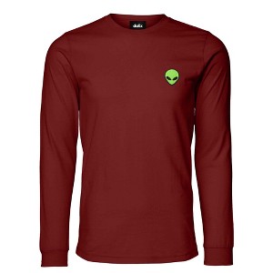 Dalix Alien Embroidered Cotton Classic Fit Long Sleeve Crewneck Tee Shirt Mens - 1 of 4