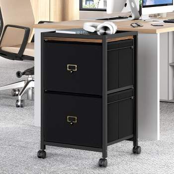 File Cabinet, Filing Cabinet with 2 Drawer, Mobile File Cabinet Fits Letter Size or A4, Fabric Vertical File Cabinet on Wheels