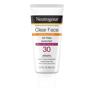 Neutrogena Clear Face Liquid Sunscreen Lotion - SPF 30 - 3 fl oz: Noncomedogenic, Oil-Free, Paraben-Free, Fragrance-Free