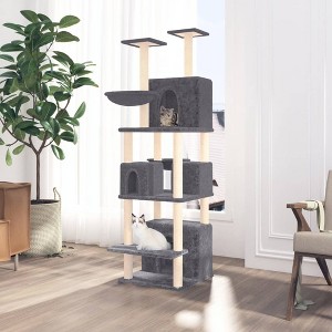 vidaXL Cat Tree Dark grey Engineered wood, plush, sisal 70.9 in Durable - 1 of 4