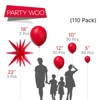 PartyWoo Balloons Red Foil Starburst 22 Inch 18 12 10 5 Inch 110 pcs - 2 of 4