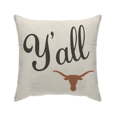 NCAA Texas Longhorns Y'all Decorative Throw Pillow