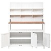 Potting Bench with Hutch, 50.2"W Solid Fir Wood Garden Workstation with Shelves, Cabinets and Side Hooks, Outdoor Planting Table - ModernLuxe - 2 of 4