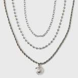 Girls' 3pk Mixed Layered Necklace Set with Heart Charm - art class™