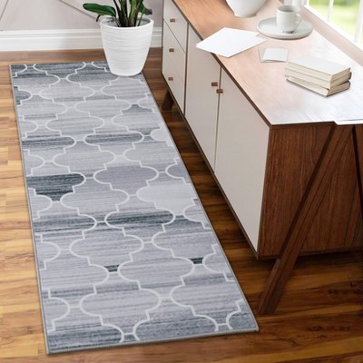Washable Vintage Geometric Rug Non Slip Low Pile Rug Soft Throw Floor Cover Foldable Indoor Carpet for Living Room Bedroom Playroom Nursery