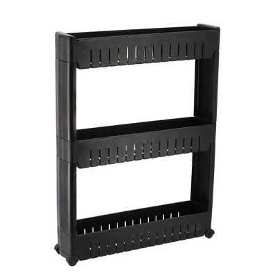 Evideco French Home Goods Multi-Purpose Slim Rolling Cart - 3-Tier Utility Organizer for Bathroom, Kitchen & Dorm - Available in White, Grey, Black