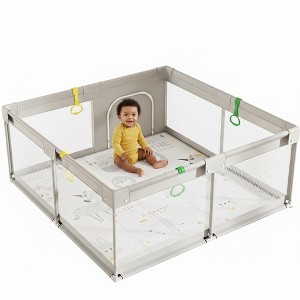 Fodoss Baby Playpen with Mat ，59 x59 In Playpen for Babies and Toddlers ...