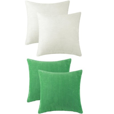 Unique Bargains Modern Solid Striped Corduroy Pillow Covers 4 Pcs