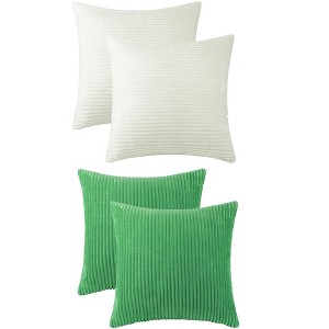 Unique Bargains Modern Solid Striped Corduroy Pillow Covers 4 Pcs - 1 of 4