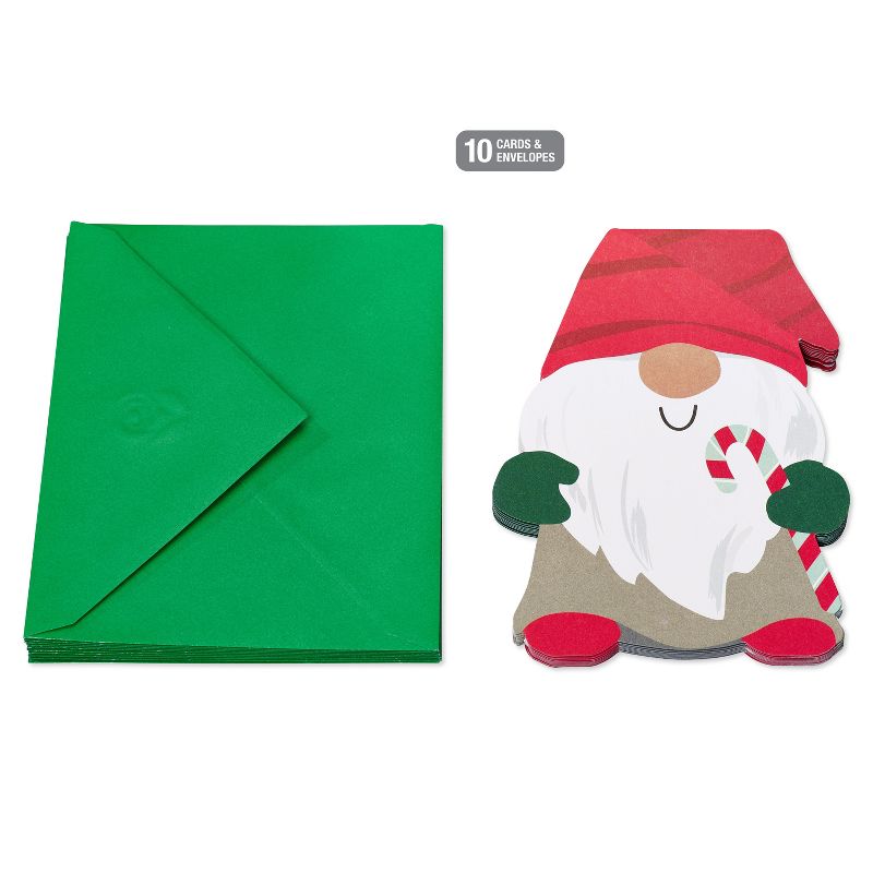 10ct Gnome with a Candy Cane Blank Christmas Cards, 5 of 8