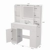 Large Vanity Desk with Mirror & Lights, 3 Color Modes, 2 USB Port ＆ 2 Socket, Dressing Table Set - 3 of 4