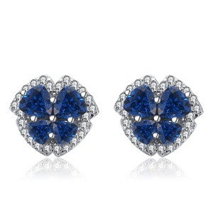 Halo Stud Earrings for Women Sterling SilverLondon Blue Cz Ginger Lyne Collection - 1 of 4