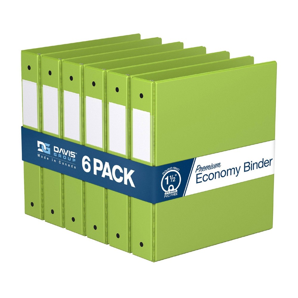 Photos - File Folder / Lever Arch File Davis Group 6pk 1.5" Premium Economy Round Ring Binders Lime Green