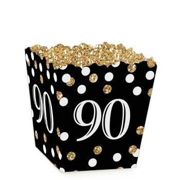 Big Dot of Happiness Adult 90th Birthday - Gold - Party Mini Favor Boxes - Birthday Party Treat Candy Boxes - Set of 12